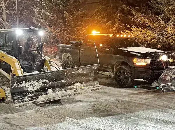 Snow removal equipment working in Edmonton winter conditions